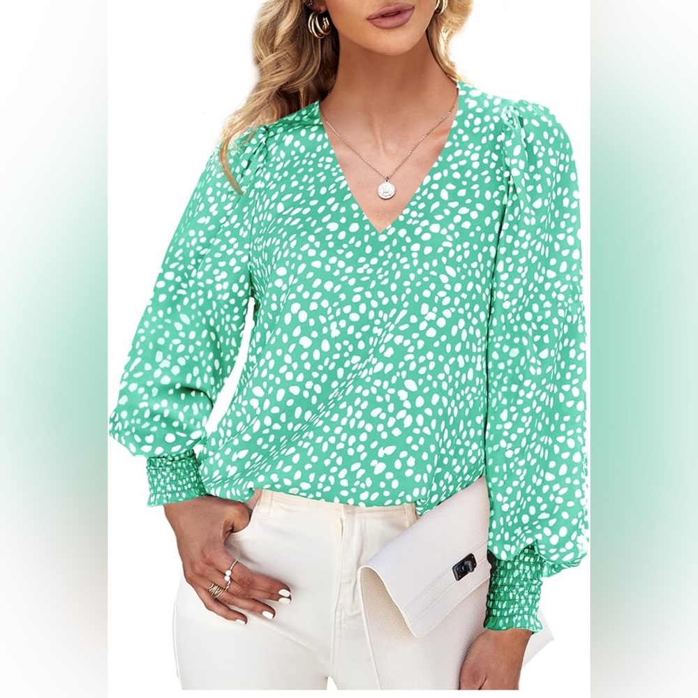 Teurkia Women's Polka Dot 3/4 Sleeve Blouse